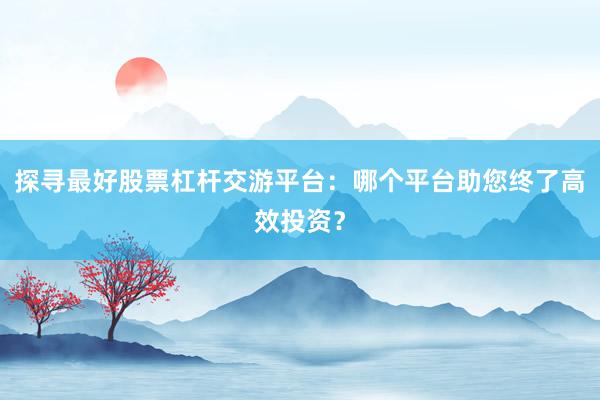 探寻最好股票杠杆交游平台：哪个平台助您终了高效投资？