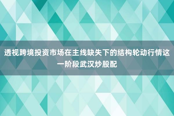 透视跨境投资市场在主线缺失下的结构轮动行情这一阶段武汉炒股配