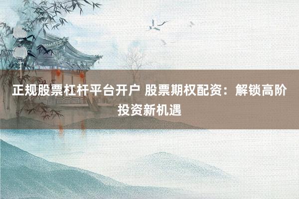 正规股票杠杆平台开户 股票期权配资：解锁高阶投资新机遇