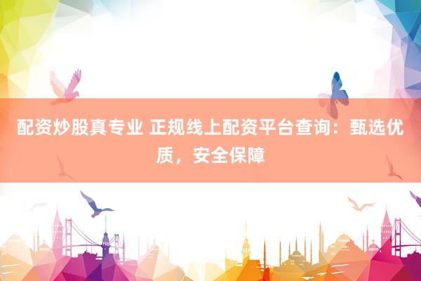 配资炒股真专业 正规线上配资平台查询：甄选优质，安全保障