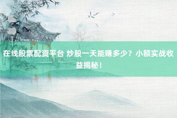 在线股票配资平台 炒股一天能赚多少？小额实战收益揭秘！