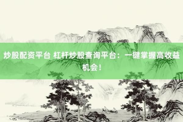 炒股配资平台 杠杆炒股查询平台：一键掌握高收益机会！