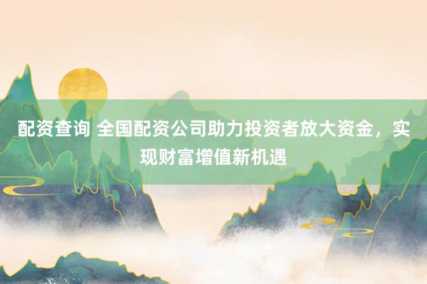 配资查询 全国配资公司助力投资者放大资金，实现财富增值新机遇