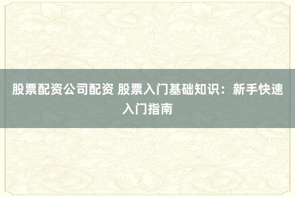 股票配资公司配资 股票入门基础知识：新手快速入门指南